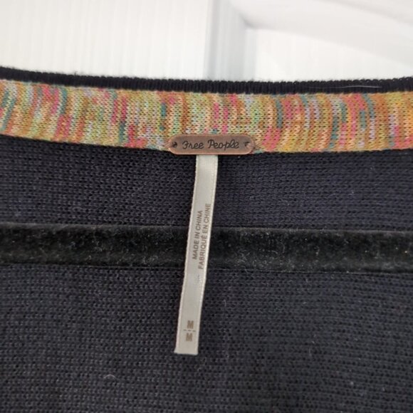 Free People Linen Cotton Coastal Whimsigoth Boho Dark Gypsy Festival Sweater M - Picture 7 of 9